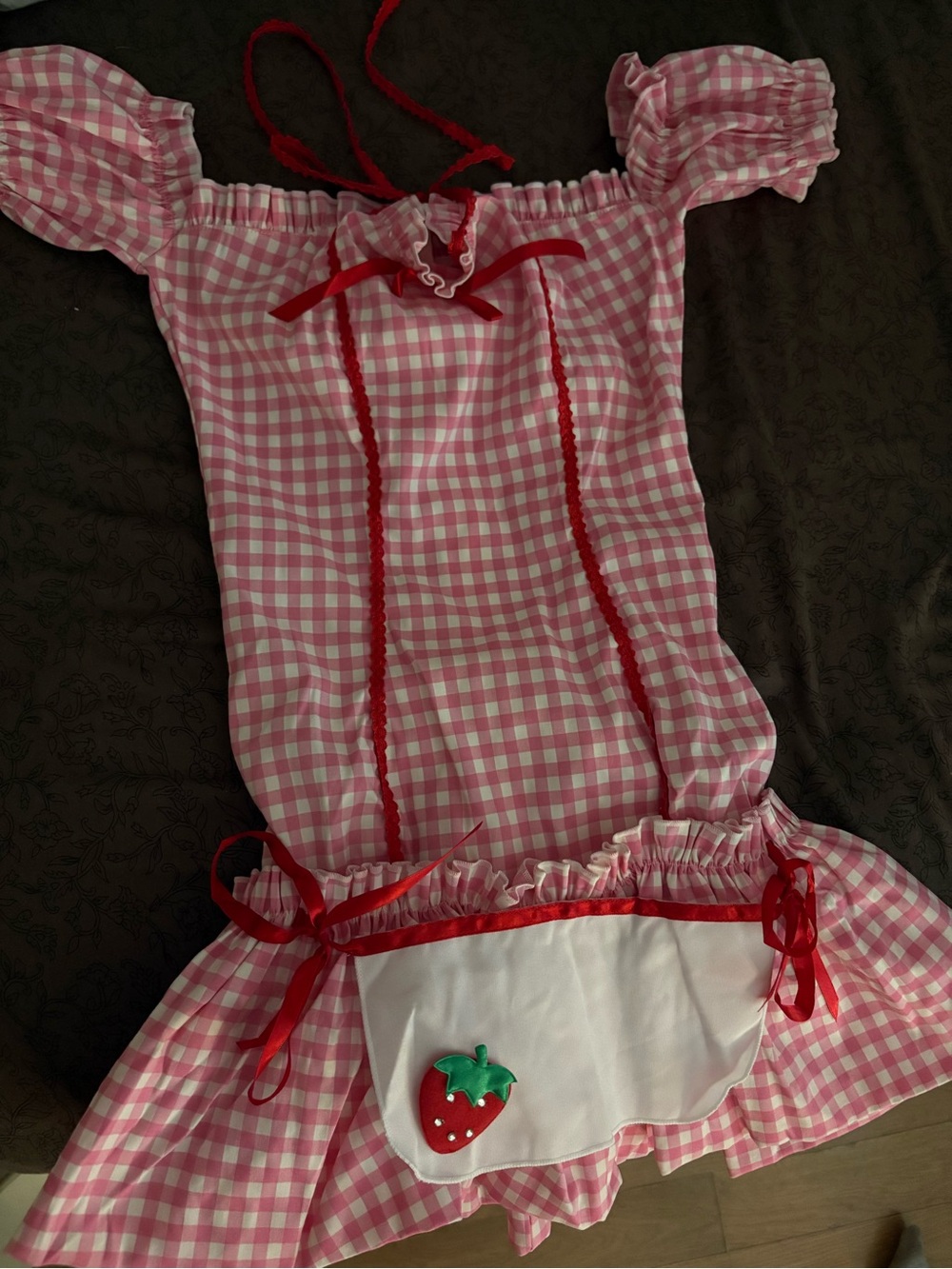 Leg Avenue Pink and Red Gingham Strawberry Costume Dress